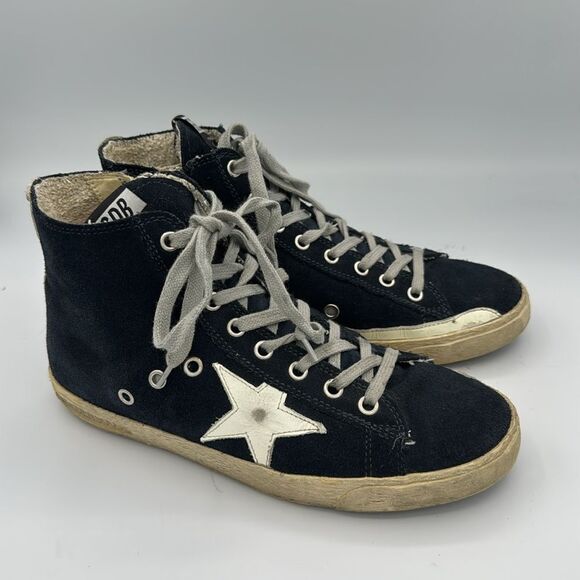 Golden Goose Deluxe Brand Francy High-Top Sneakers DU size 37/ US 7 Navy - Picture 2 of 13